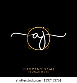 AJ Initial handwriting logo template