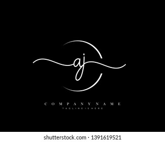 AJ initial handwriting logo template vector