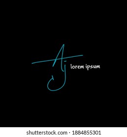 aj Initial handwriting logo vector