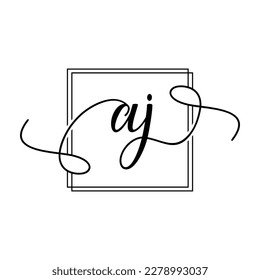 AJ Initial handwriting minimalist logo Design