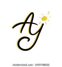 Aj initial handwritten logo for identity