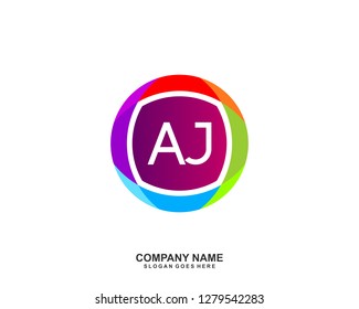 AJ Initial letter geometric logo vector