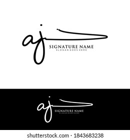 AJ Initial letter handwriting and signature logo.