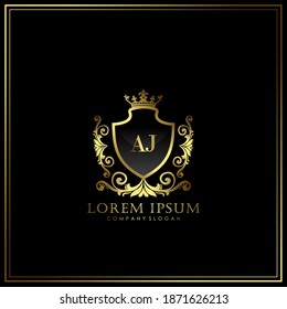 AJ Initial Letter Luxury Logo Vorlage in Vektorgrafik für Restaurant, Royalty, Boutique, Cafe, Hotel, Heraldic, Juwelierei, Mode und andere Vektorgrafik