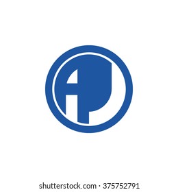 AJ initial letters circle business logo blue