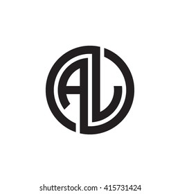 AJ initial letters linked circle monogram logo