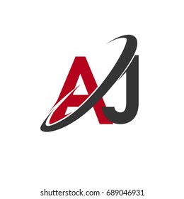 AJ initial logo company name colored red and black swoosh design, isolated on white background. vector logo for business and company identity.