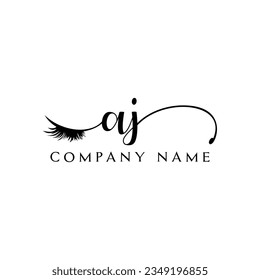 AJ inicial Logotipo lash logo eyelector moderno
