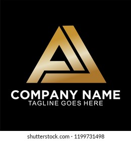 AJ initial logo triangel design concept