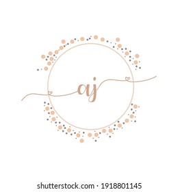 AJ Initial monogram handwriting luxury illustration