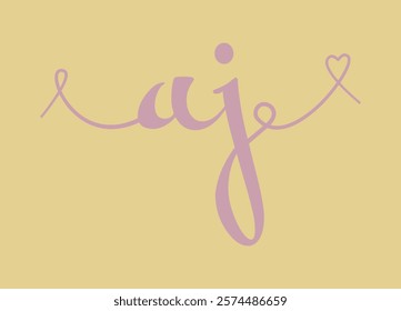 AJ initial wedding monogram calligraphy vector illustration. Hand drawn lettering a and j love logo design for valentines day poster, greeting card, photo album, banner print or tattoo.