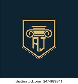 Logo de AJ Initials Law Firm Logo de abogado con elemento de derecho creativo