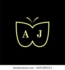 AJ Initials Lujo Mariposa logo Ilustración vectorial
