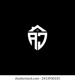 AJ initials premium shield logo monogram with home designs modern templates
