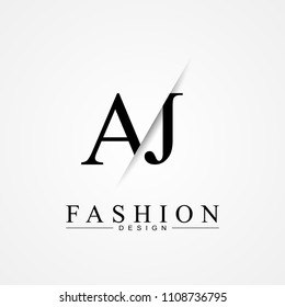 AJ A J cutting and linked letter logo icon with paper cut in the middle. Creative monogram logo design. Fashion icon design template.