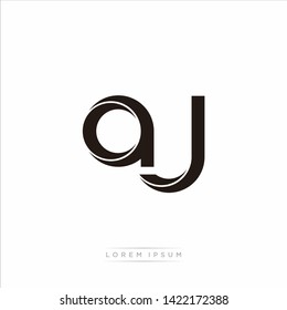  aj a j Initial Letter Split Lowercase Modern Monogram linked outline rounded logo