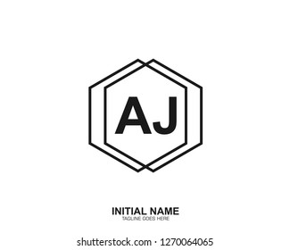 AJ A J Initial logo letter with minimalist concept vector