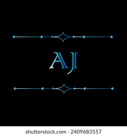 Diseño del logo de la carta de J.A. Letra inicial del logotipo del monograma superior del círculo AJ enlazado en mayúsculas rojo y azul. Logo de AJ, diseño de A J. aj, a j