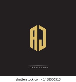 AJ A J Logo Emblem Capital Letter Modern Template EPS 10 With Black Background