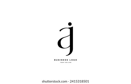 Monograma del logotipo de las letras abstractas AJ, JA, A, J