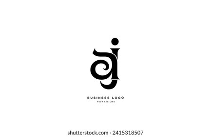 Monograma del logotipo de las letras abstractas AJ, JA, A, J