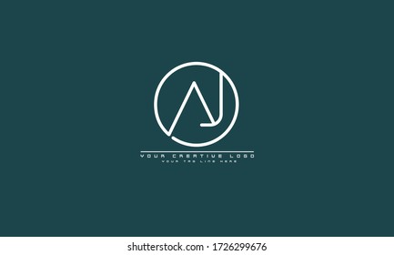 plantilla de monograma de logotipo de vector abstracto de AJ JA