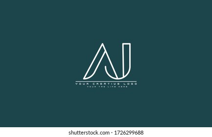 plantilla de monograma de logotipo de vector abstracto de AJ JA