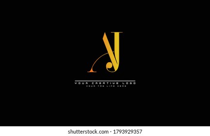  plantilla de monograma de logotipo de vector abstracto de AJ JA