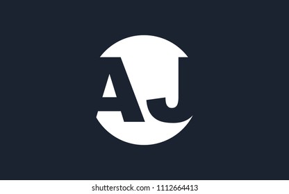 AJ JA A J Uppercase Circular Letter Initial Logo Design Template Vector Illustration