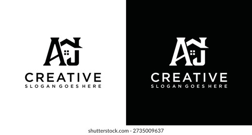 AJ or JA letter logo design with home vector design