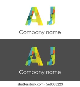AJ letter abstract mosaic shape icon colorful
