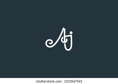 AJ Letter Handwriting Logo Design Vector Template