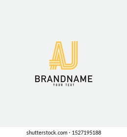 AJ Letter Logo With Black Lines Design. Line Letter Symbol Vector Illustration.
