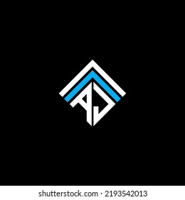Diseño creativo del logotipo de la carta de AJ con gráfico vectorial, logotipo AJ simple y moderno.