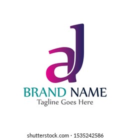 AJ letter logo creative modern template vector design 