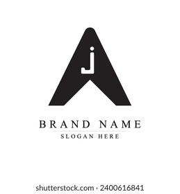AJ Letter Logo Design with Creative Modern Trendy Typography, J in the middle of A logo concept,	
