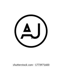Plantilla de vectores de tipografía de círculo de diseño de logotipo de AJ. Vector de logotipo AJ de carta creativa