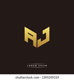 AJ Logo Letter Initial Logo Designs Templete with Gold and Black Background
