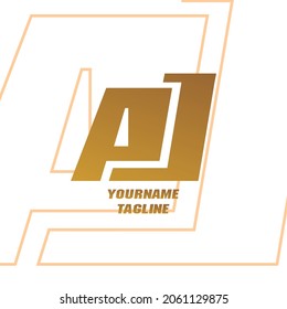 Logo de AJ color oro simple moderno