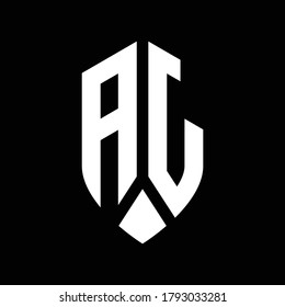 Monograma del logotipo de aj con plantilla de diseño de estilo de escudo del emblema