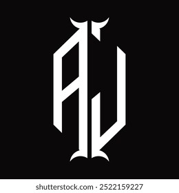 AJ Logo monogram hexagon shield with horn shape design template