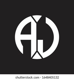 AJ Logo monogram with piece circle ribbon style
