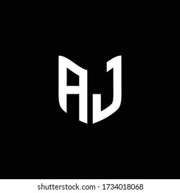 AJ logo monogram with shield shape design template