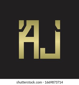 AJ Logo with squere shape design template with gold colors