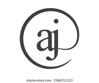 AJ logo from two letter with circle shape email sign style. A and J round logotype of business company for brand identity.