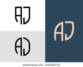 AJ modern initial letter logo design vector bundle. It will be suitable for which company or brand name start those initial.