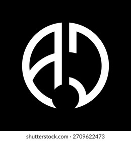  AJ Modern Minimalist Circular Monogram AJ Logo Design