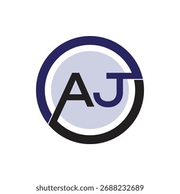 AJ Monogram Logo Design - Símbolo Abstractas de la marca de letras en el marco del círculo, ícono de Vector inicial Corporativa para la marca y la identidad.