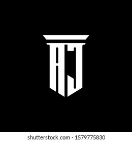 AJ monogram logo with emblem style isolated on black background