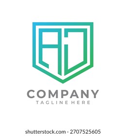 AJ Monogram Logo, Modern Shield Emblem Vector	
